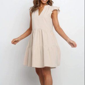 NWT Petal and Pup Beige Tiered Mini Dress